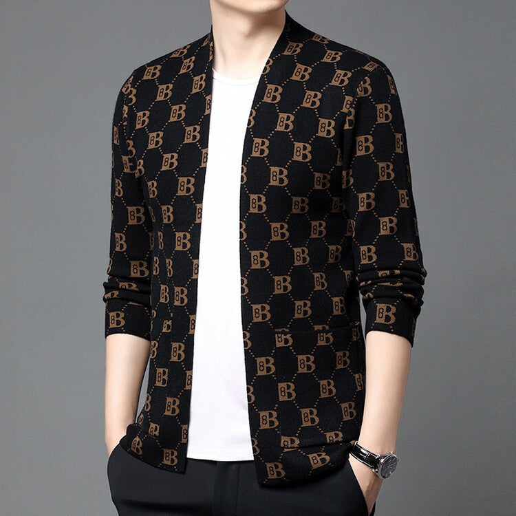 zq235-Men's long sleeve cardigan jacket