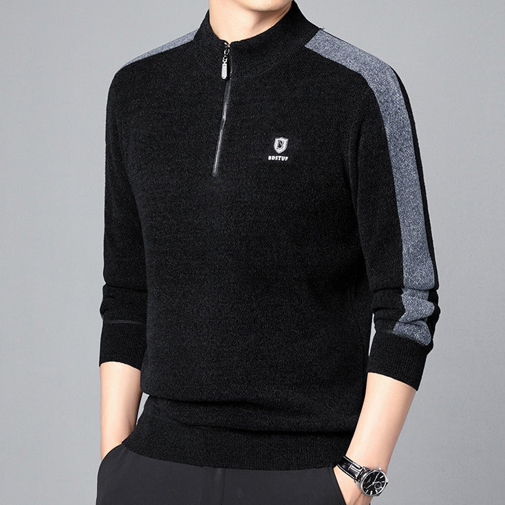 zq274-Men's casual long sleeve fleece sweater