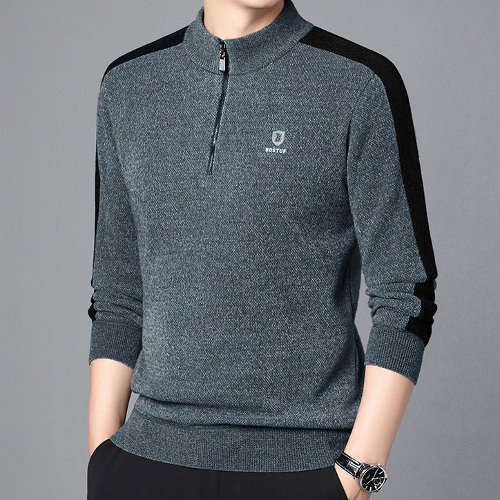 zq274-Men's casual long sleeve fleece sweater