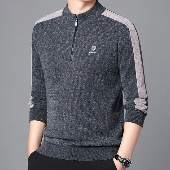 zq274-Men's casual long sleeve fleece sweater