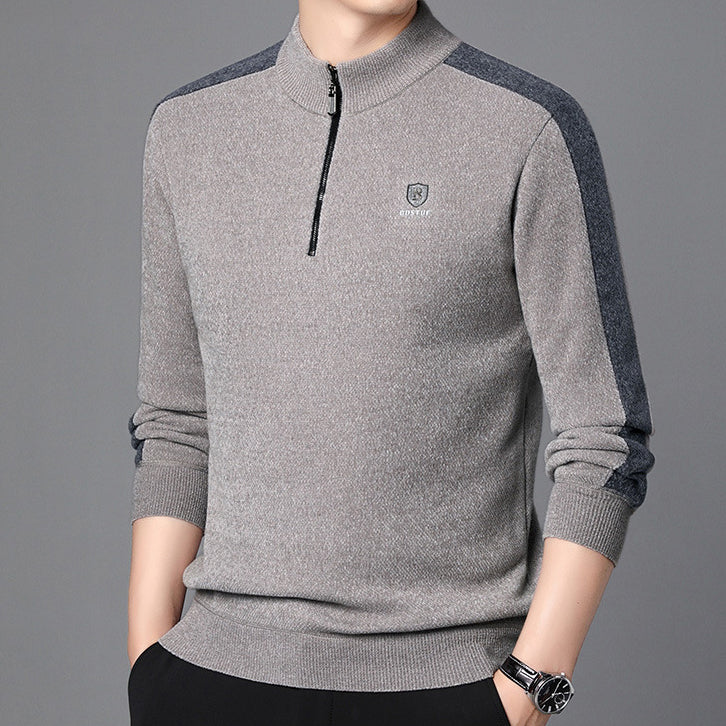 zq274-Men's casual long sleeve fleece sweater