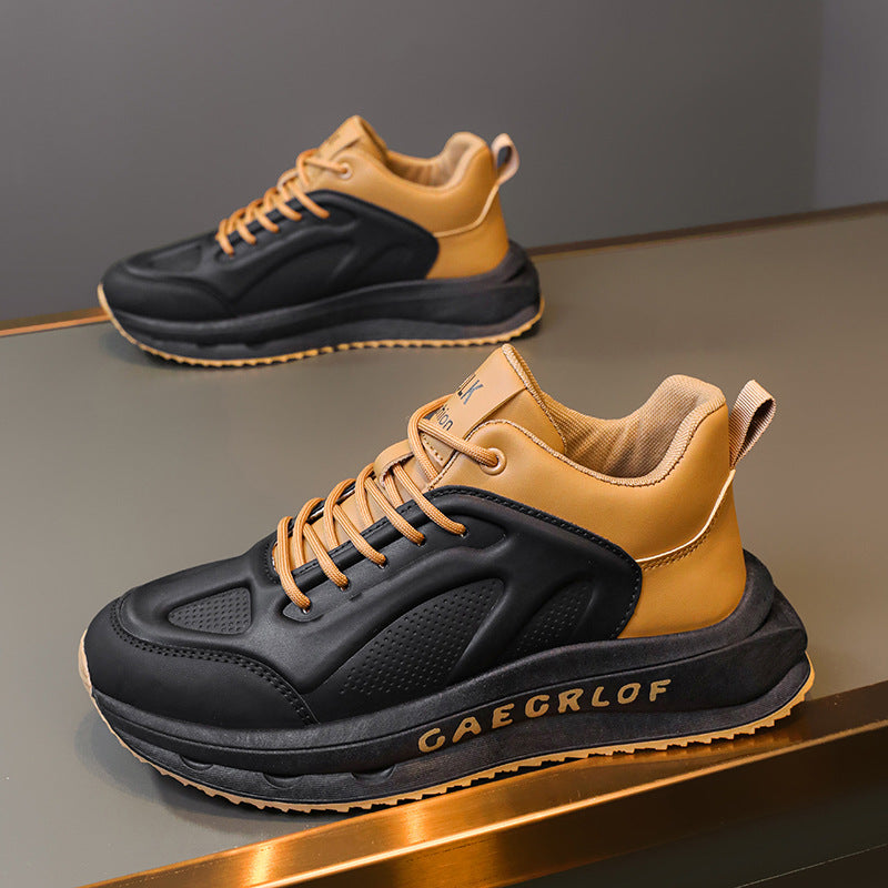 zq258-Men's autumn thick-soled leather sneakers