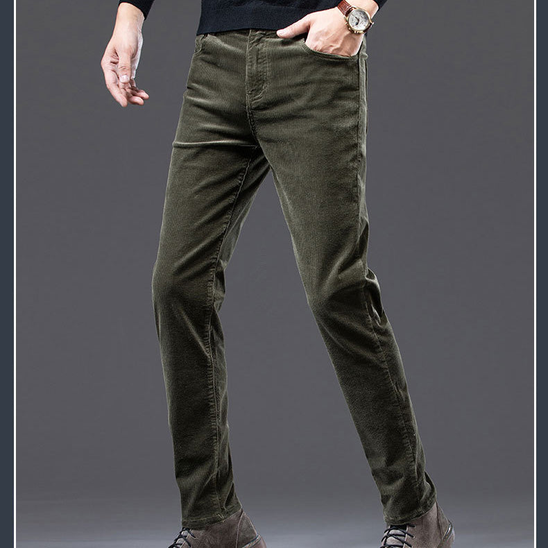 Men's casual fleece straight trousers