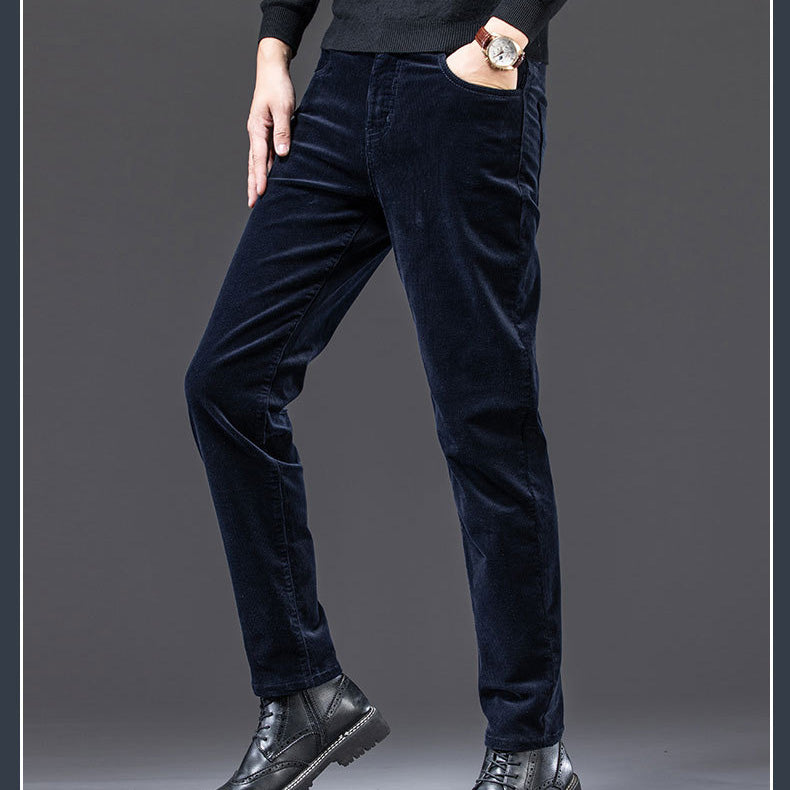 Men's casual fleece straight trousers