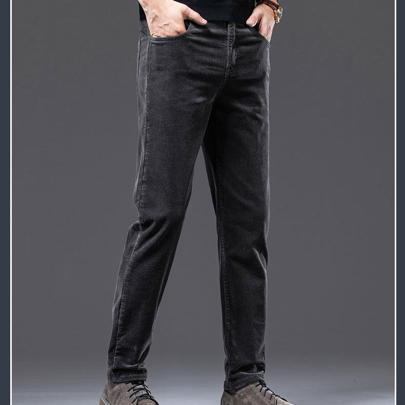 Men's casual fleece straight trousers