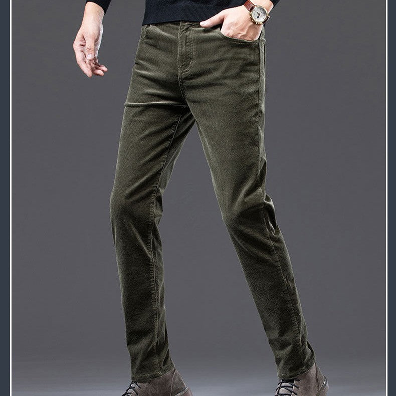 Men's casual fleece straight trousers