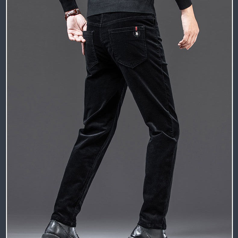 Men's casual fleece straight trousers