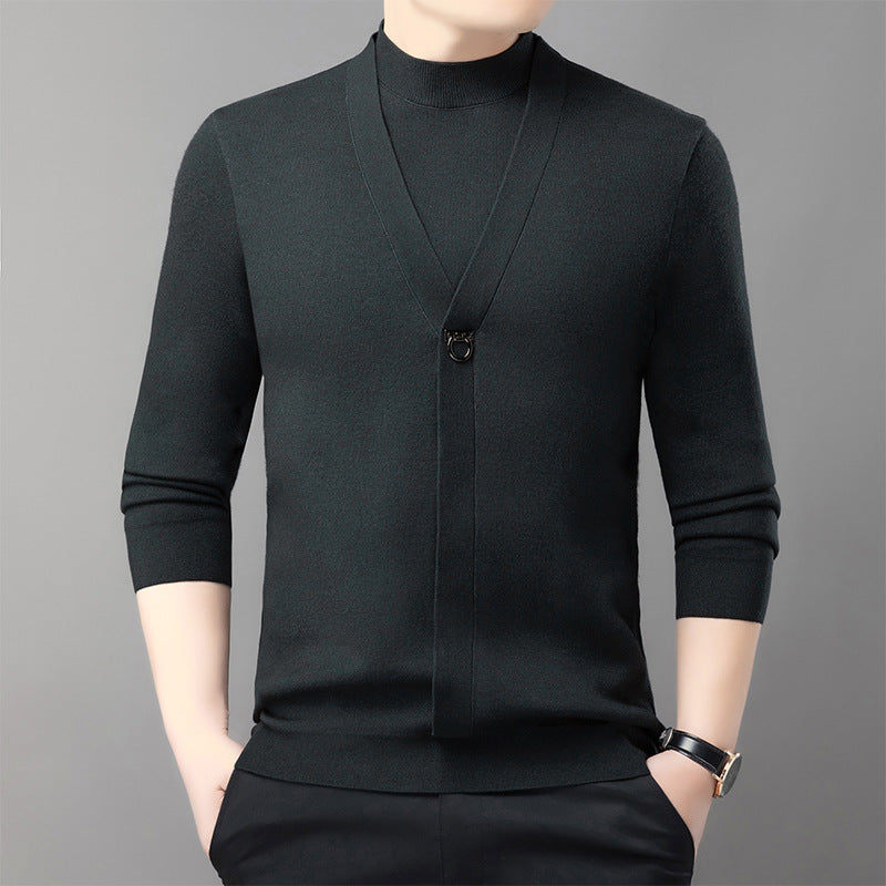 hins156-Men's spring and autumn casual all-match fake two-piece sweater