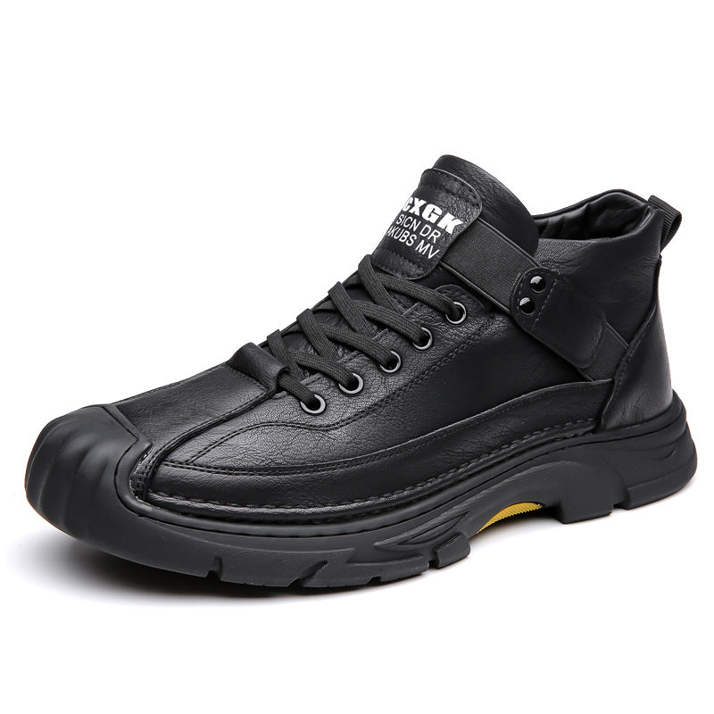 cpy64-Men's autumn casual high top leather shoes