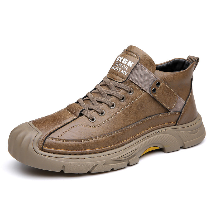 cpy64-Men's autumn casual high top leather shoes