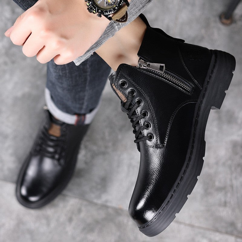 Winter warm plus velvet men's retro martin boots