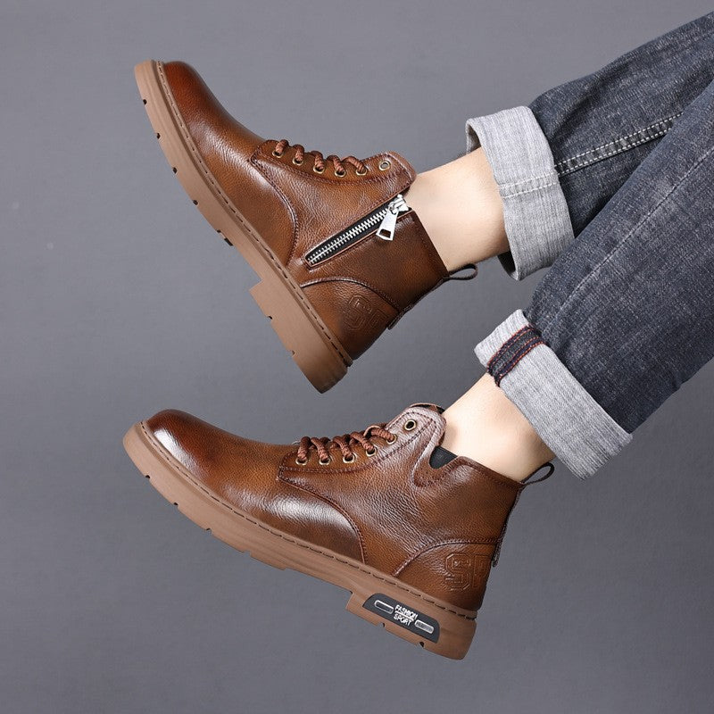 Winter warm plus velvet men's retro martin boots
