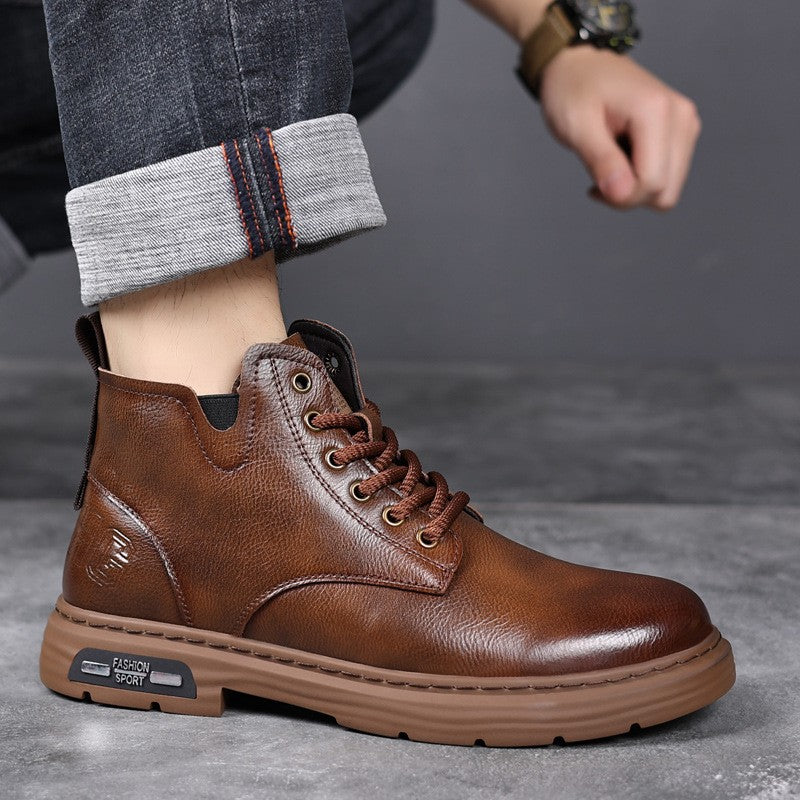 Winter warm plus velvet men's retro martin boots