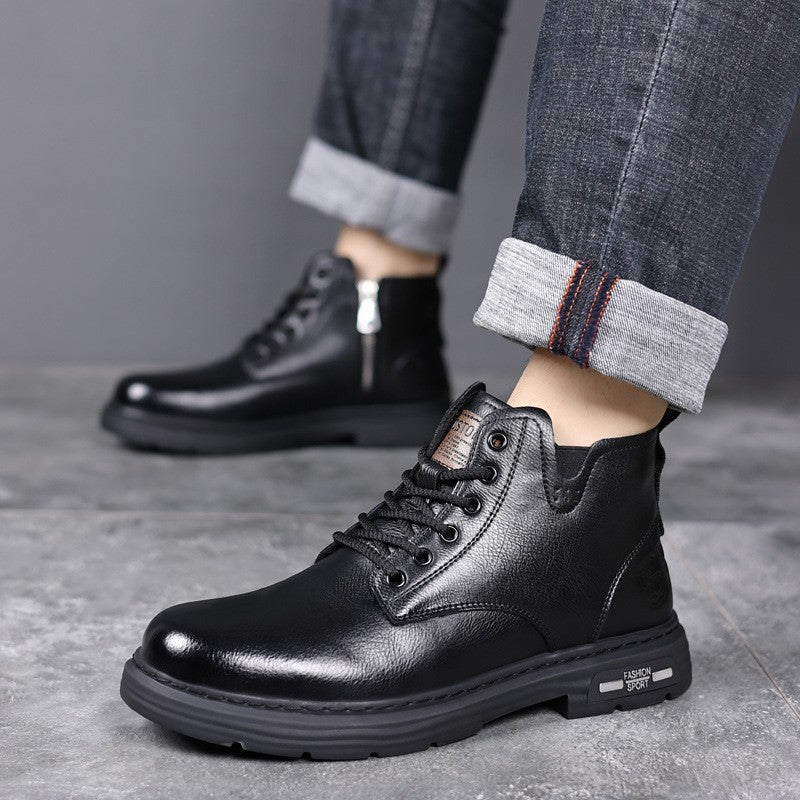 Winter warm plus velvet men's retro martin boots