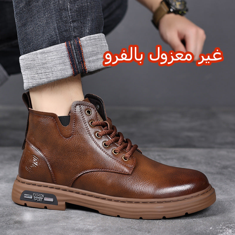 Winter warm plus velvet men's retro martin boots