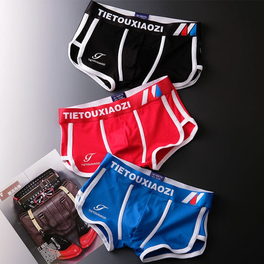 Men's Korean style trendy pure cotton boxer briefs(ud42)