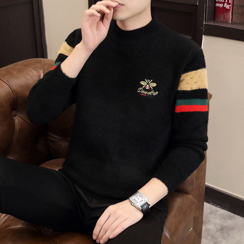 cf185-Winter Men's Fashion Casual Embroidered Sweater