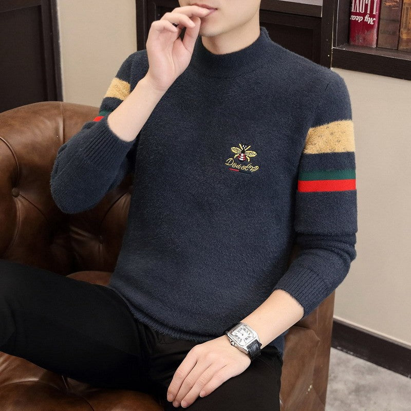 cf185-Winter Men's Fashion Casual Embroidered Sweater