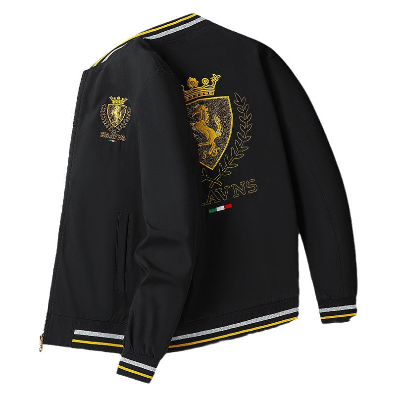 Men's trendy embroidered baseball jacket