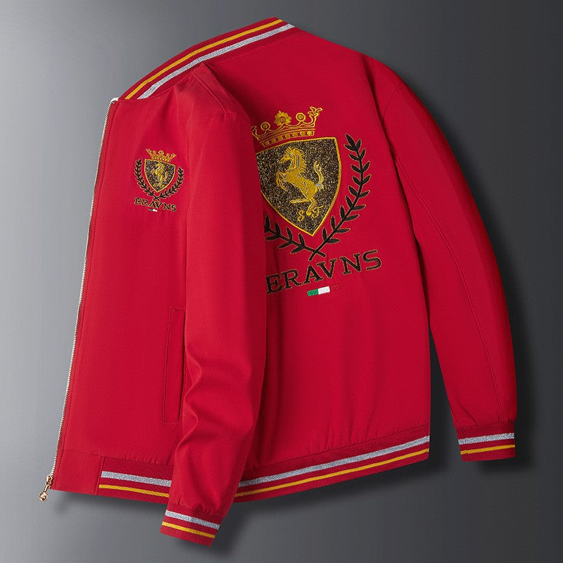 Men's trendy embroidered baseball jacket