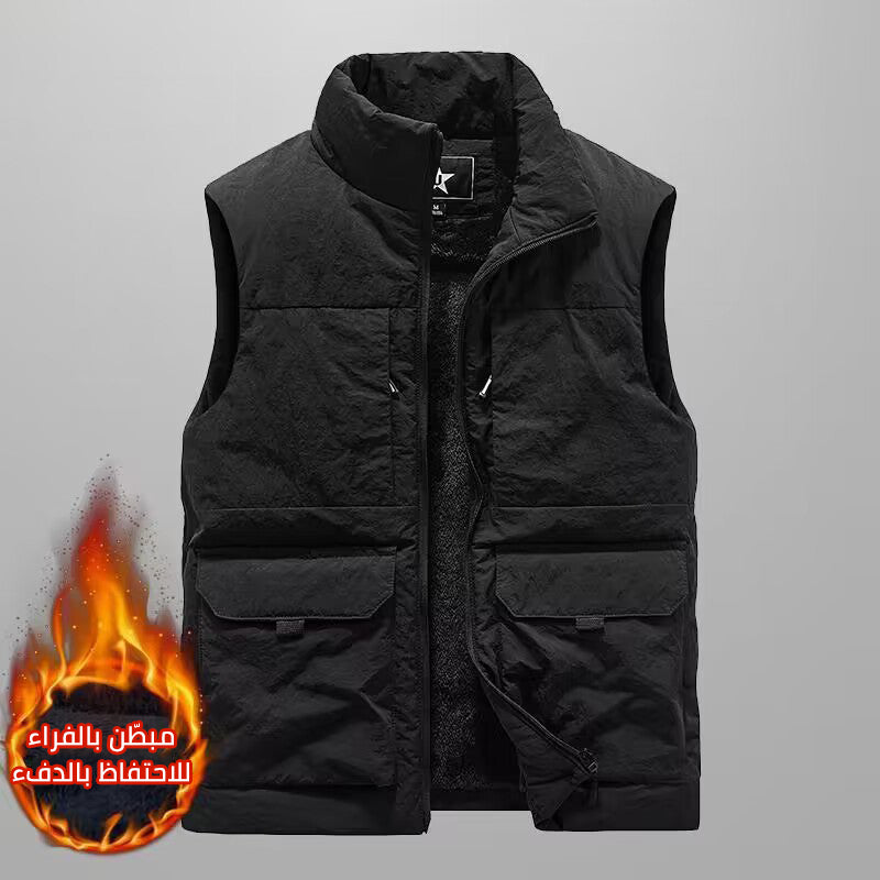 cm155-Men's Fleece-Lined Thickened Outdoor Multi-Pocket Vest