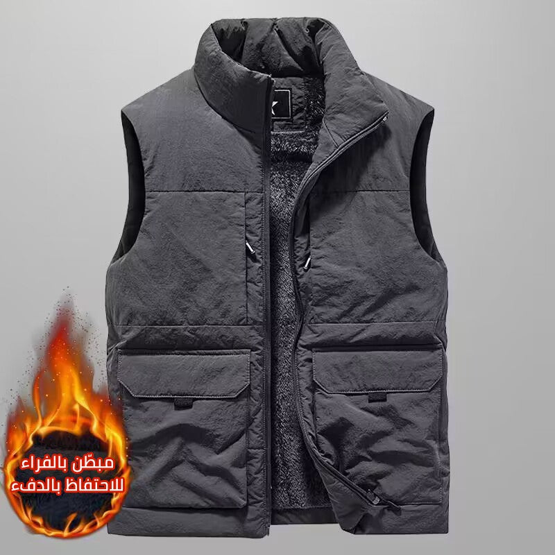 cm155-Men's Fleece-Lined Thickened Outdoor Multi-Pocket Vest