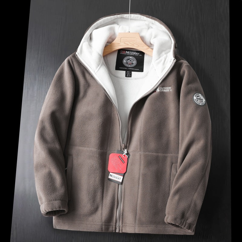 zq326-Men's new double-layer fleece hoodie