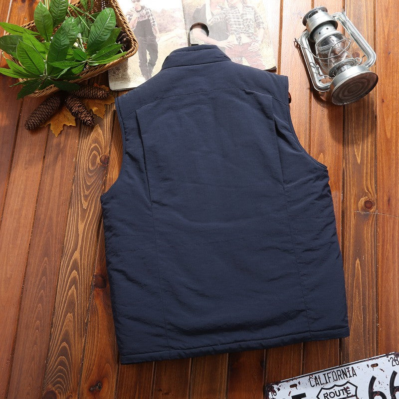 zq328-Men's fleece multi-pocket outdoor vest