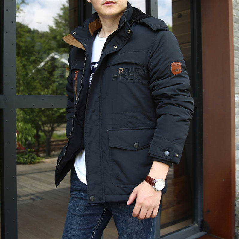zq334-Men's new style plush multi-pocket warm cotton jacket