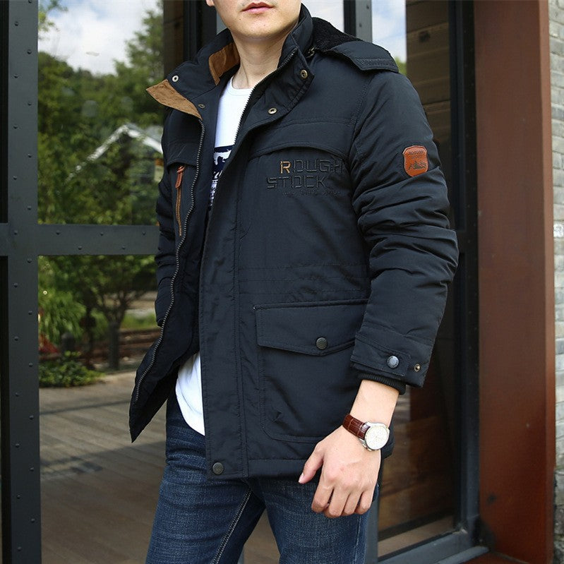 zq334-Men's new style plush multi-pocket warm cotton jacket