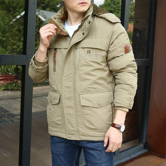 zq334-Men's new style plush multi-pocket warm cotton jacket