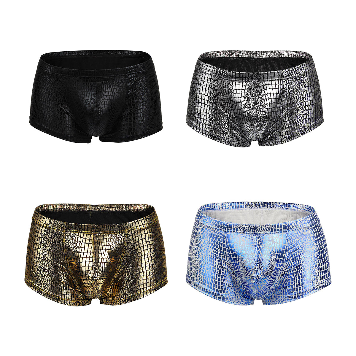 zq343-Men's Low Rise Breathable Snake Print Boxer Briefs