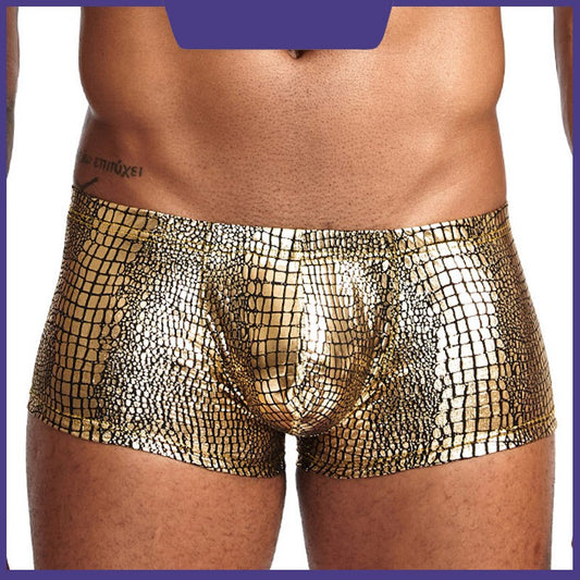 zq343-Men's Low Rise Breathable Snake Print Boxer Briefs