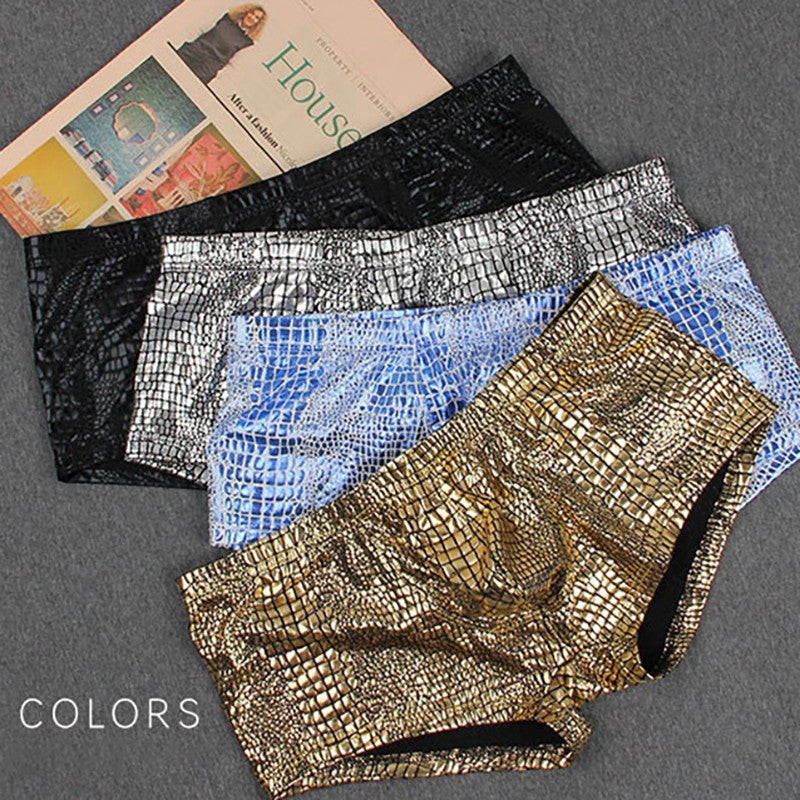 zq343-Men's Low Rise Breathable Snake Print Boxer Briefs