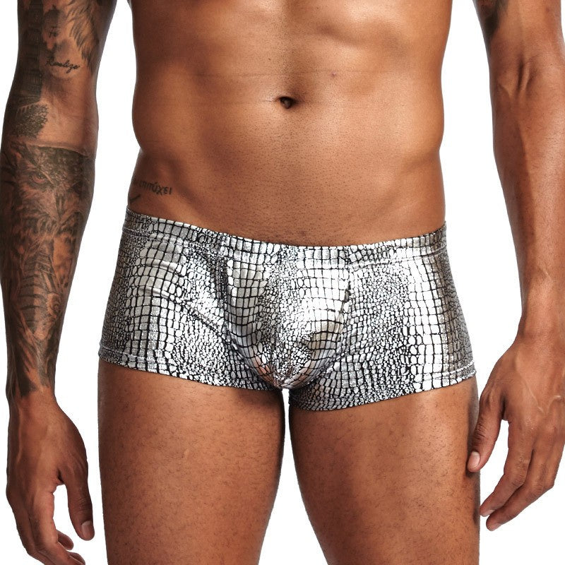 zq343-Men's Low Rise Breathable Snake Print Boxer Briefs