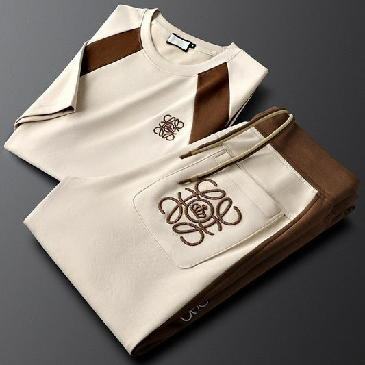 Men's stitching embroidery ice silk sports suit(cm188)