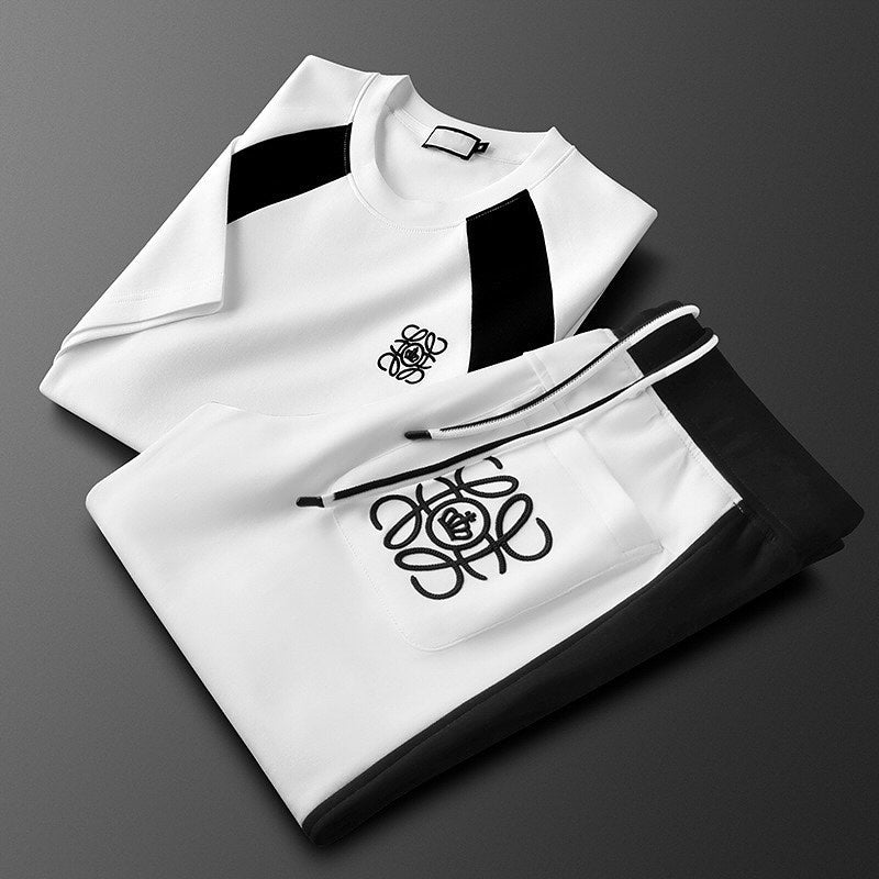 Men's stitching embroidery ice silk sports suit(cm188)