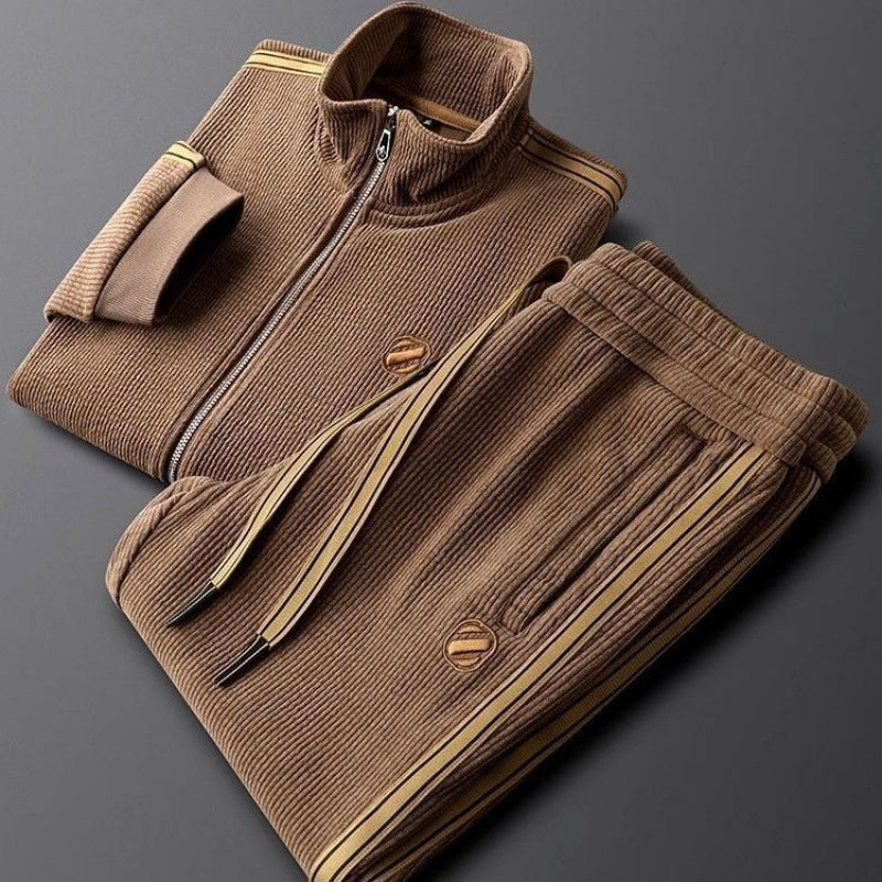 cm194-Men's warm casual trendy sports suit