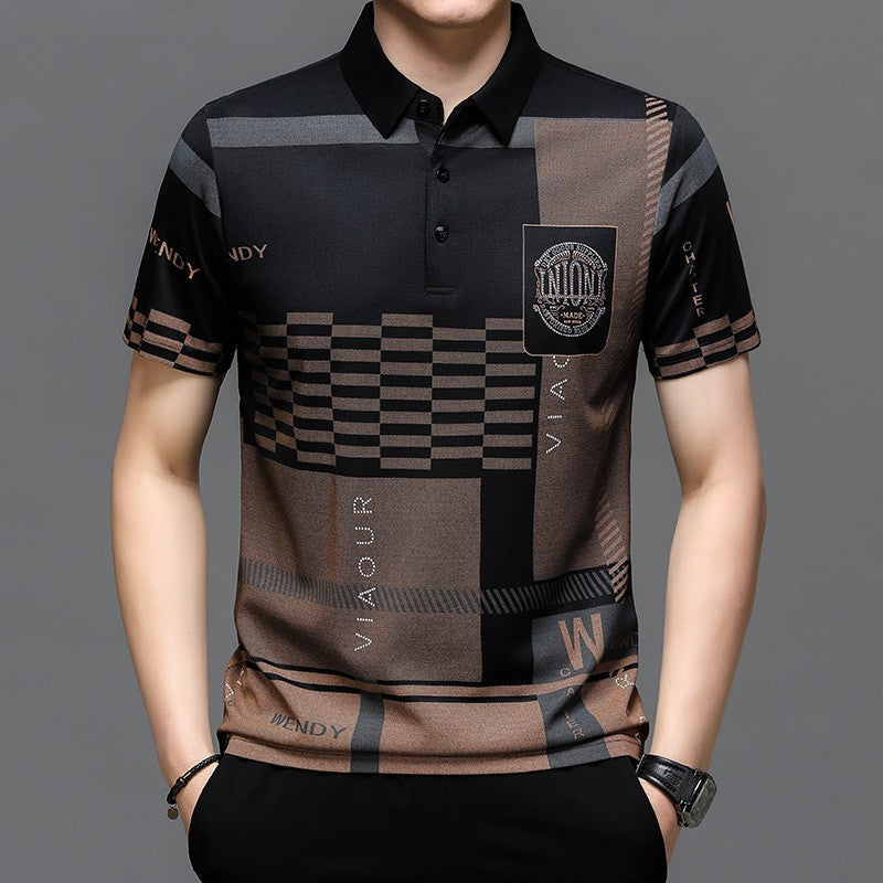 2025 Men's Lapel Printed Loose Breathable Short Sleeve(you341)
