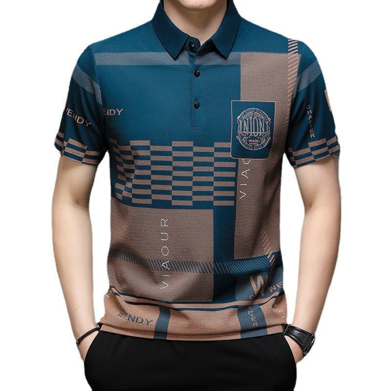 2025 Men's Lapel Printed Loose Breathable Short Sleeve(you341)