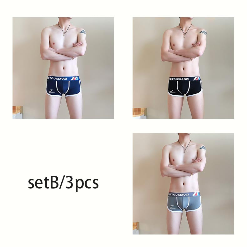 Men's Korean style trendy pure cotton boxer briefs(ud42)
