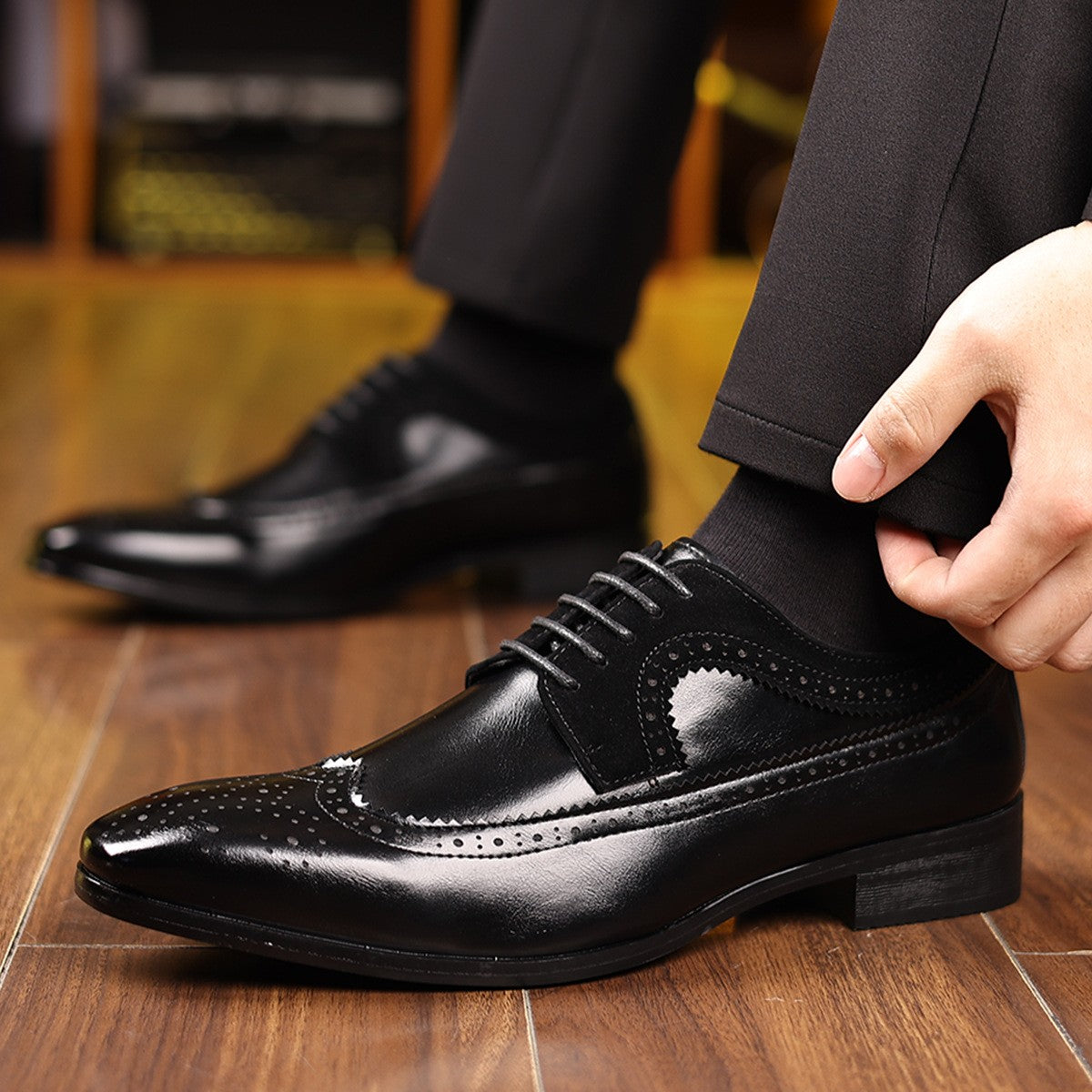 cm238-Men's retro British style formal leather shoes