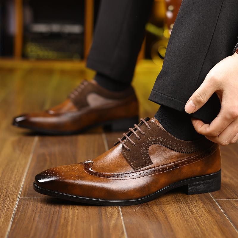 cm238-Men's retro British style formal leather shoes