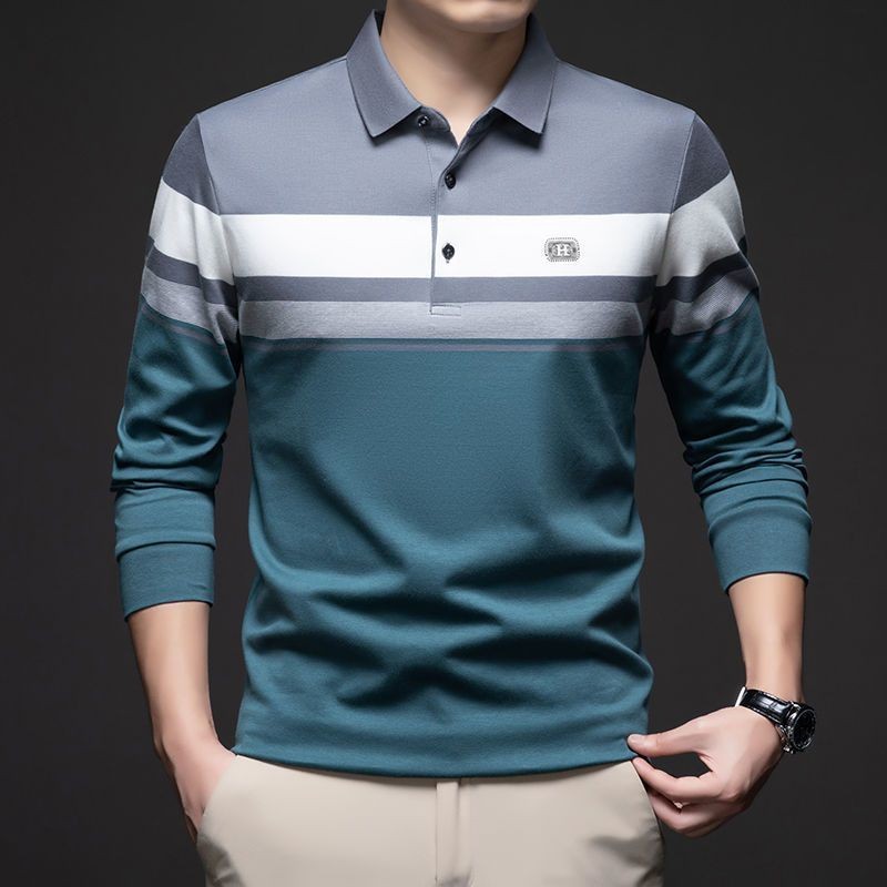 de785-Men's business high-end long-sleeved polo shirt