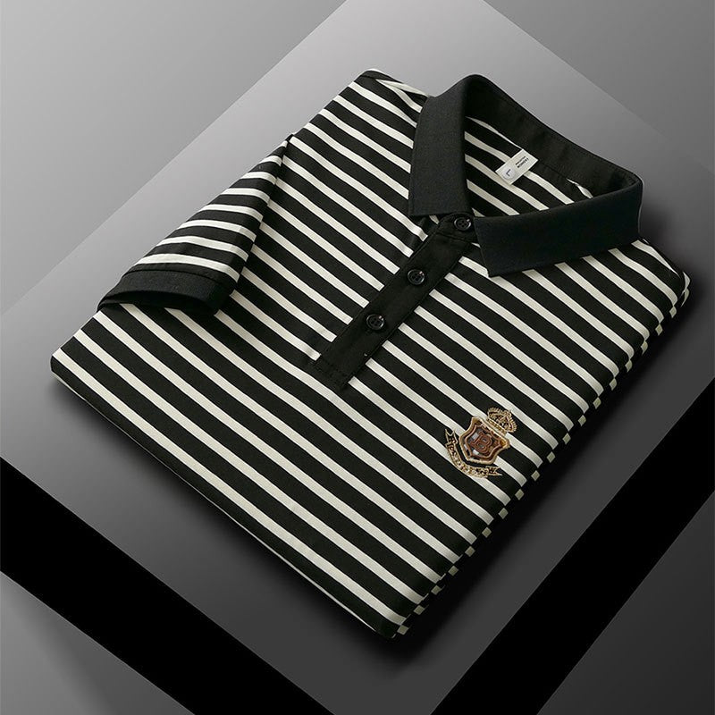 2025 Men's Fashion Casual Striped Short Sleeve Polo Shirt