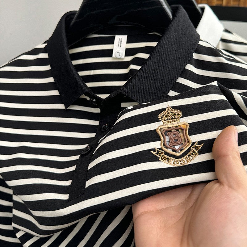 cm248-2025 Men's Fashion Casual Striped Short Sleeve Polo Shirt