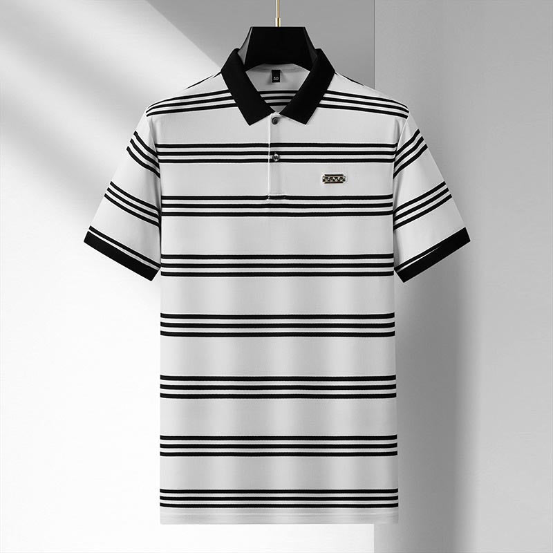 de787-Men's business high-end short-sleeved polo shirt
