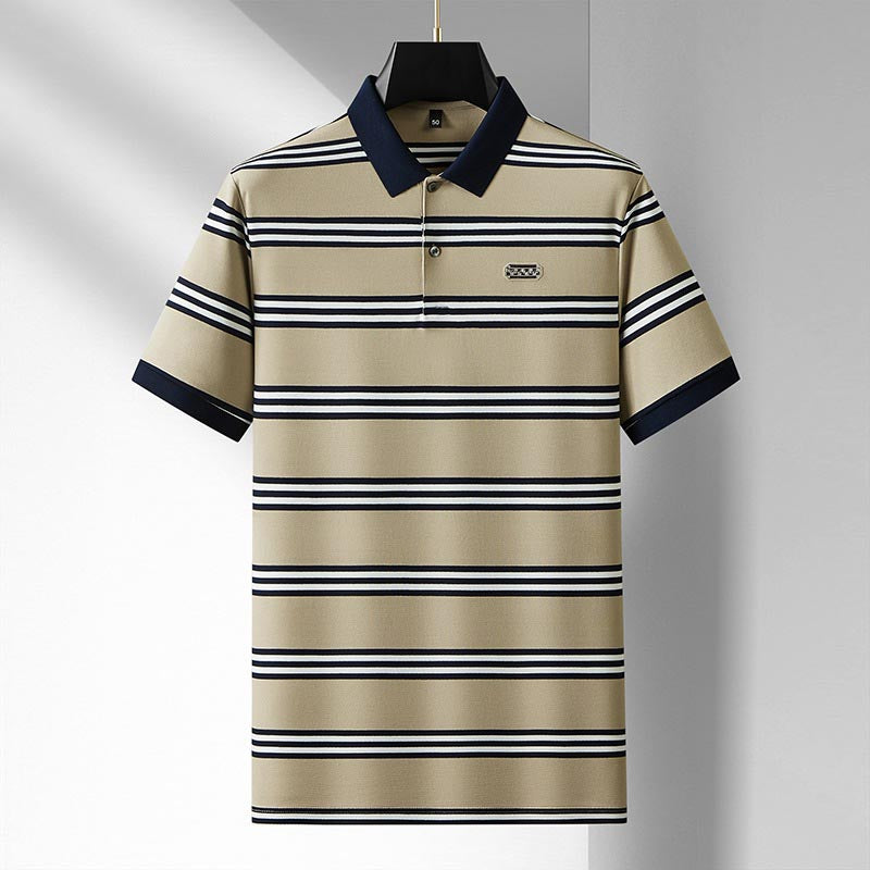 de787-Men's business high-end short-sleeved polo shirt