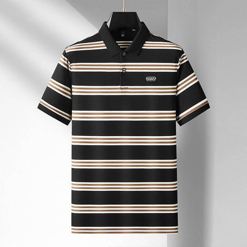 de787-Men's business high-end short-sleeved polo shirt