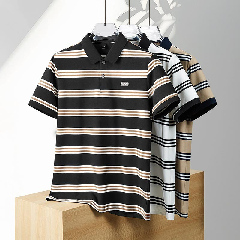 de787-Men's business high-end short-sleeved polo shirt